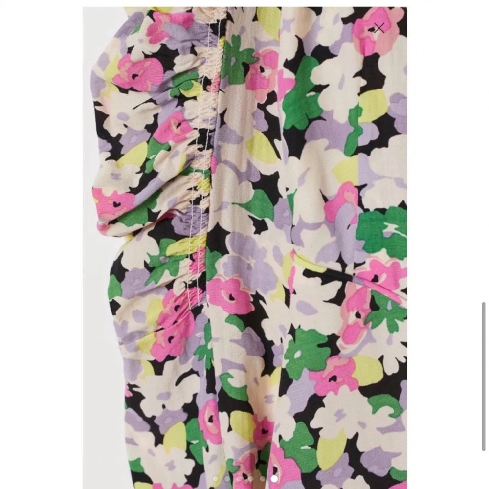 H&M Conscious Floral Print Lyocell-blend Ruched long sleeves Midi Sundress Large - Picture 8 of 15
